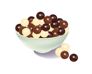 Tasty chocolate honeycomb balls on white background