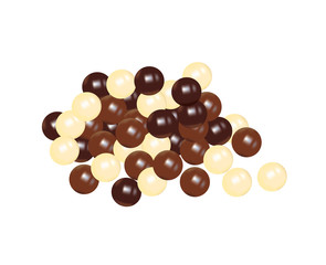 Tasty chocolate honeycomb balls on white background