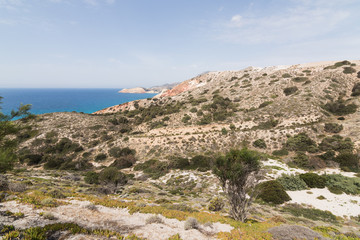 Fototapeta na wymiar Country seaside landscape on Milos island, Greece