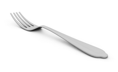 3d rendering of fork on white background