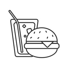 Burger and soda linear icon