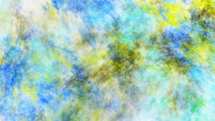 Abstract painted texture. Chaotic blue, green and yellow strokes. Fractal background. Fantasy digital art. 3D rendering.