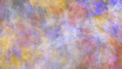 Abstract painted texture. Chaotic yellow, pink and blue strokes. Fractal background. Fantasy digital art. 3D rendering.