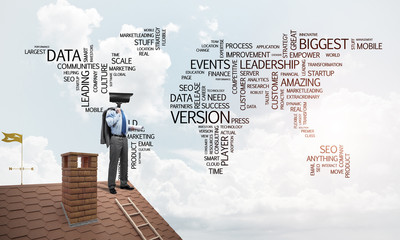 Concept of home security and privacy protection with camera head