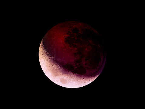Eclipse of the Moon, composite image taken through a telescope. 