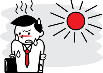 暑さにイラつくサラリーマン