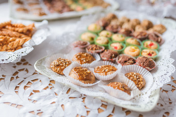 Variety of catering food for a party.