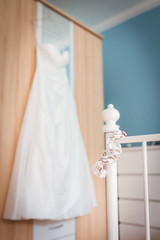 Wedding garter in the bride's room