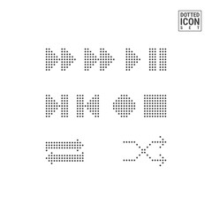 Player Interface Dot Pattern Buttons. Play, Pause Dotted Icons Isolated on White Background. Vector Icon of Media Player