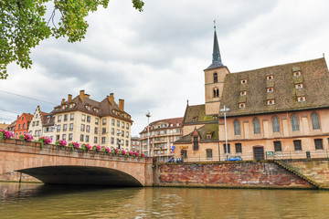 The famous French city of Strasbourg on the Ile River.