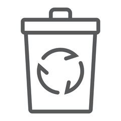 Recycle bin line icon, ecology and energy, trash sign, vector graphics, a linear pattern on a white background, eps 10.