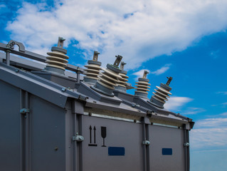 transformer substation on the sky background