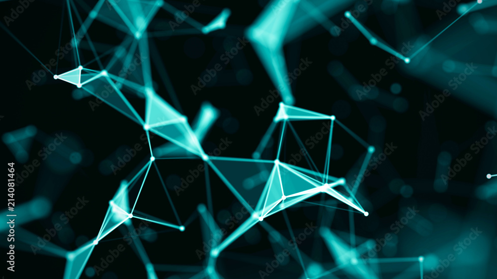 Aufkleber Abstract digital background. Big data visualization. Network connection structure. Science background. 3D rendering.
