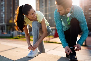 Fotobehang Jogging and running are fitness recreations © NDABCREATIVITY