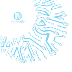 Vector circuit board with electronic components of technology device. Computer motherboard cybernetic abstraction. Electronic microprocessor