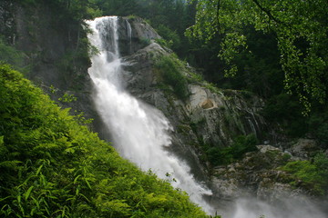 Waterfall Cascata di Lares in Parco Naturale Adamello Brenta near Pinzolo in South Tyrol in Italy
