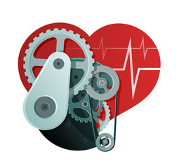Heart Health Abstract Illustration. Mechanism and Heart Shape
