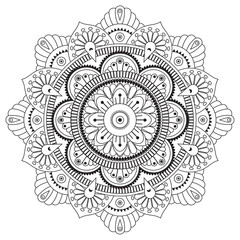 Black and white mandala vector isolated on white. Vector circular decorative element.