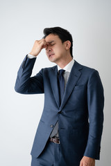 ビジネスマン、頭痛、ストレス