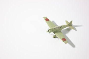 WW2 japanese fighter plane miniature model top view.