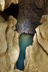 Lake inside of a cave