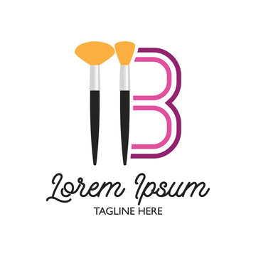 beautician logo with B alphabet and text space for your slogan / tagline, vector illustration