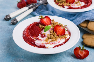 Mashed red berries