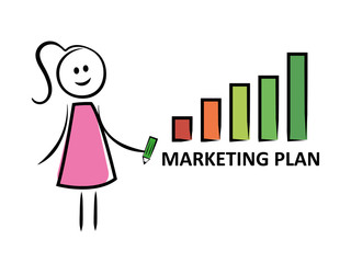 Frau mit Marketingplan