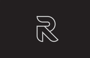 black and white alphabet letter r logo icon design