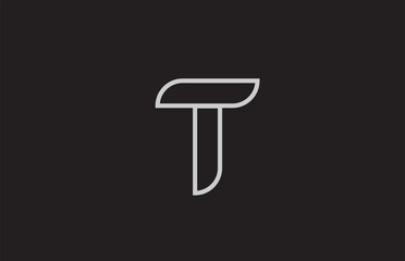 black and white alphabet letter t logo icon design
