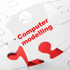 Science concept: Computer Modelling on White puzzle pieces background, 3D rendering