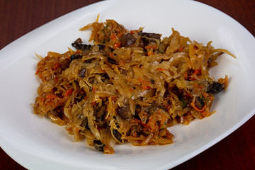 Cabbage with mushrooms