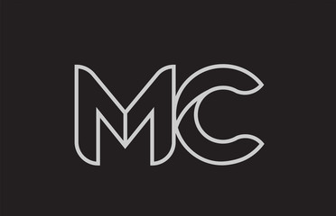 black and white alphabet letter mc m c logo combination