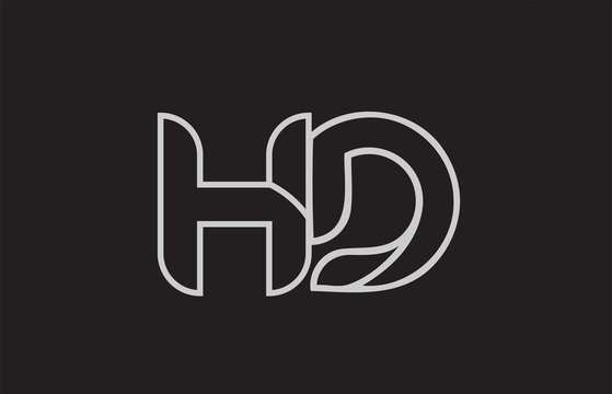 black and white alphabet letter hd h d logo combination