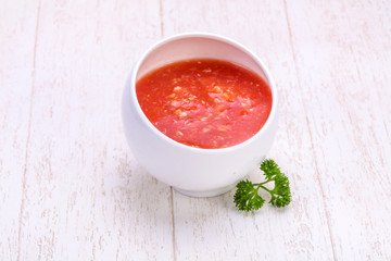 Horseradish sauce in the bowl