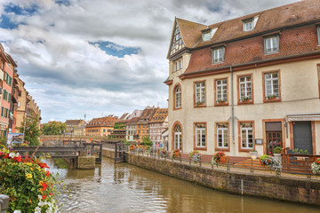 Fototapeta na wymiar The famous French city of Strasbourg on the Ile River. Petite France.