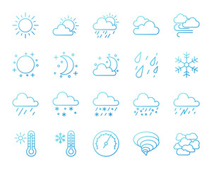 Obraz premium Weather simple color line icons vector set