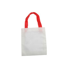 Empty small cotton bag isolated on white background