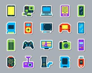 Device patch sticker icons vector set