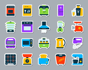 Kitchen Appliance patch sticker icons vector set