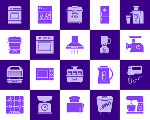 Kitchen Appliance color silhouette icon vector set