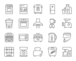 Foto op Plexiglas Kitchen Appliance simple line icons vector set © Suesse