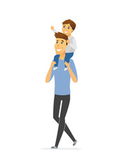 Father and son - cartoon people characters illustration