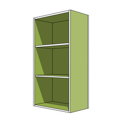 3D image - simple green cabinet with shelves
