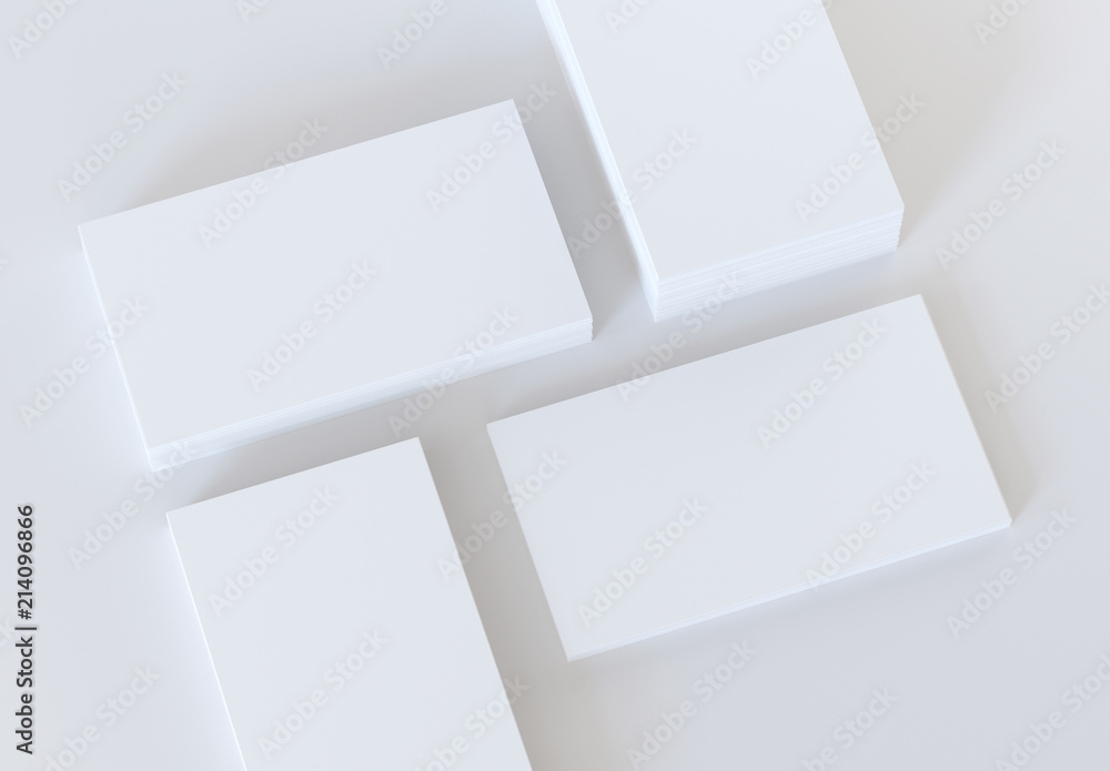 Aufkleber blank business cards on gray background. mock-up for branding identity. 3d rendering.