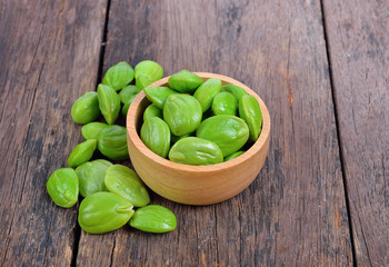 Bitter bean on wooden  background