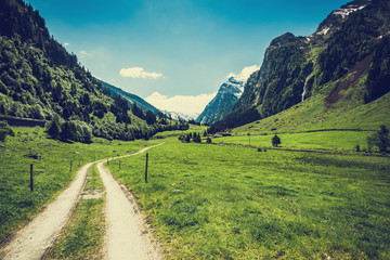 Rural road in Alpine valley,Austria