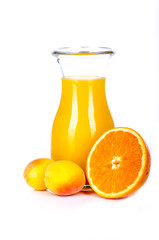 yellow fruit smoothie on white background