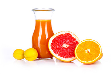 orange fruit smoothie on white background