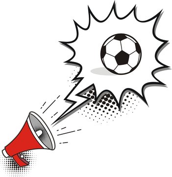 Megaphone, Business concept Digital marketing for website and promotion banners, with soccer ball